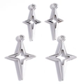 Set of 4 bright silver star charms with hollow center for DIY jewelry making - Antique Silver