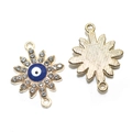 Goldener Sonnenstrahl-Verbinderanhänger mit blauem Evil Eye und weißen Strasssteinen - A4-090-kc Gold / 20*15mm / 125g