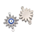 Silberner Sonnenblume-Evil-Eye-Verbinder mit Steinen und Emaille für DIY-Schmuckherstellung - A4-090-weiß/20*15mm/125g