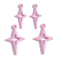 Four pink alloy star pendants with shiny enamel finish for DIY jewelry making - Pink (Painted)