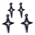 Black alloy hollow star pendants for DIY jewelry making available in two different sizes - Black (Painted)