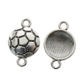 Antique silver soccer ball connector pendant with double loops for DIY jewelry making - A4-358-antique Silver/22*14mm/1.38g