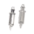 Ciondoli a siringa in metallo argento antico per gioielli medici fai-da-te in 2 pezzi - Siringa Grande (A3-419) / 1 Pezzo (30x8mm) / Argento antico