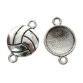 Silver alloy volleyball connector pendant for DIY jewelry with two connection loops - A4-360-antique Silver/22*15mm/1.23g
