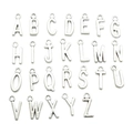 26 DIY silver alloy alphabet A-Z letter pendants for jewelry making with hanging loops - Letter A / Antique Silver