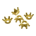 Five golden crown-shaped charms for DIY jewelry making with polished metal finish - 13x6mm (Inner Diameter 6mm) / Imitation Gold