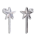 Silver alloy star wand pendants showing front and back details for DIY jewelry making - 25*12mm / 0.47g / Antique Silver