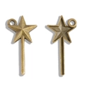 Detailed macro view of vintage bronze fairy wand pendants with star shape for DIY jewelry - 25*12mm / 0.47g / Antique Bronze