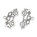 Ciondolo ambulanza in metallo argento con croce medica per gioielli fai-da-te - Ambulanza (A3-422) / 1 Pezzo/Confezione (22x14mm) / Argento antico