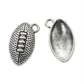 Vintage silver American football charm pendant for DIY jewelry making with textured surface - A4-366-antique Silver/18*10mm/1.24g