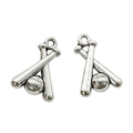 DIY retro silver baseball and bat pendant charms for sports jewelry making accessories - A4-367-antique Silver/18*13mm/1.7g