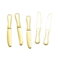 Detailansicht eines 5-teiligen Sets goldener Mini-Messer Anhänger aus Vintage-Legierung - Messer - Goldton (A4-437)