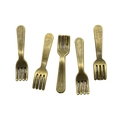 Detailansicht von fünf Vintage-Bronze-Gabelanhängern für DIY-Schmuckherstellung - Gabel - Antikbronze (A4-436)