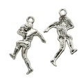 Vintage silver American football player sports charm pendant for DIY jewelry making - A4-369-antique Silver/30*16mm/1.68g