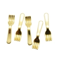 Makro-Detail von fünf goldenen Vintage-Legierungsgabeln für Bastelarbeiten und DIY - Gabel - Goldton (A4-436)
