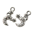 Vintage silver alloy zodiac charms featuring scorpion design and star engraving for DIY jewelry - Scorpio Style (A4-299-Antique Silver)