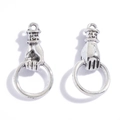 Vintage silver-tone hand grasping ring alloy pendant for DIY jewelry making - Antique Silver