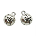 Vintage silver basketball pendant charms for DIY jewelry and sports accessories - A4-372-antique Silver/14*11mm/4g