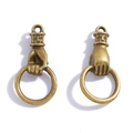 Vintage brass hand holding ring alloy pendant for DIY necklaces and earrings jewelry - Antique Bronze
