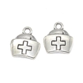 Ciondolo cappello da infermiera in lega argento antico con croce per gioielli DIY - Cappello da Infermiera (A3-424) Solo Pendente (Senza Catena) / 1 Pezzo (13x12mm) / Argento antico