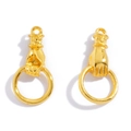 Golden hand holding ring alloy pendant for DIY necklace and earring jewelry making - Imitation Gold