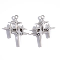Shiny silver vintage style stainless steel quadruple star charms for DIY jewelry making - Antique Silver
