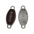 Rugby football alloy charm with brown enamel finish and double rings for DIY jewelry - A4-396 / 21.5*9mm / 0.87g (thick Paper)