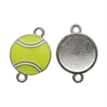 Tennis ball charm for DIY jewelry making with green enamel and dual-loop metal finish - A4-397/21*15mm/1.5g (thick Version)