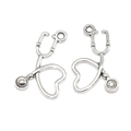Ciondolo a stetoscopio a cuore argento antico per gioielli fai da te e accessori - Stetoscopio a Cuore (A3-426) Solo Pendente (Senza Catena) / 1 Pezzo/Confezione (21x14mm) / Argento antico