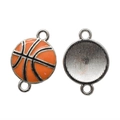 Miniature basketball charm in orange enamel with double loops for DIY jewelry projects - A4-398/21*15mm/1.72g (thick Version)
