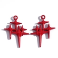 Pair of bright red stacked star-shaped alloy pendants for DIY jewelry and necklaces - Red - Electrophoretic