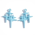 Sparkly light blue star charms made of alloy for DIY jewelry earrings and necklaces - Blue - Electrophoretic