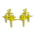 Pair of bright lemon yellow multi-layered star pendants with glossy finish for DIY jewelry - Green - Electrophoretic