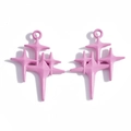 Pink enamel four-point star cluster pendant in alloy metal for DIY jewelry making - Purple - Electrophoretic