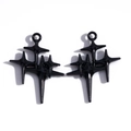 Black star charms for earrings featuring a layered gothic star design in shiny finish - Black - Electrophoretic