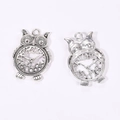 Detailed front and back views of vintage owl pendants with clock dial hollow out design - Antique Silver / 48*31mm / 8.4g