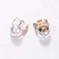 Detailaufnahme von Schleifenperlenanhänger aus Legierung für DIY-Schmuck mit Goldstruktur - 21*14mm, 3.21g / Weiß