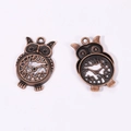 Retro steampunk owl pendants with clock dial design in antique bronze finish alloy - Antique Red Copper Color / 48*31mm / 8.4g
