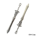 Pair of vintage silver alloy sword pendants for DIY jewelry making, size 69x11mm - A4-310-antique Silver/69*11mm/3.58g