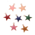 Colorful glitter star pendants with gold metal edging for DIY jewelry making - A4-486-pentagram-random Mixed Colors/18*16mm/0.74g