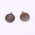 Detailed front and back view of vintage bronze gear clock pendants for DIY jewelry - Antique Red Copper Color / 21*18mm / 1.44g