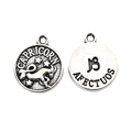 Retro Capricorn zodiac alloy pendant with double-sided design for DIY jewelry - Capricorn Style (6) / 1 Piece (15x12mm) / Antique Silver