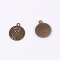 Macro view of bronze alloy clock gear charms showing front dial and back texture details - Antique Bronze Color / 21*18mm / 1.44g