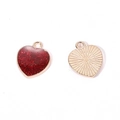 Detail of red glitter heart pendants with gold backing for DIY jewelry making - A4-485-heart-red/16*14mm/1.14g