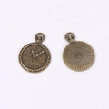 Detailed front and back view of vintage bronze clock charms for DIY punk jewelry making - Antique Bronze Color / 29*21mm / 3.1g