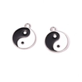 Detail of Yin Yang Tai Chi round pendants with black and white enamel drip process - White Silver Dual-Sided Enamel (A4-474 21*18mm)