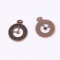 Detailed macro view of vintage bronze gear clock pendants for DIY jewelry making - Antique Red Copper Color / 25*20mm / 2.19g