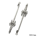 Vintage silver alloy long spear pendant for DIY jewelry, measuring 59x11mm - A4-314-antique Silver/59*11mm/2.53g