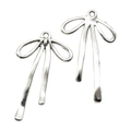 Retro zilveren strikhanger set voor DIY-sieraden in antieke metalen afwerking - Distressed Textuur Strik Stijl (Alleen hanger (zonder ketting)) (A4-375) / 32*19mm / Antiek Zilver