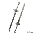 Vintage silver alloy sword charms with star relief and wave pattern for DIY jewelry - A4-317-antique Silver/69*14mm/3.13g